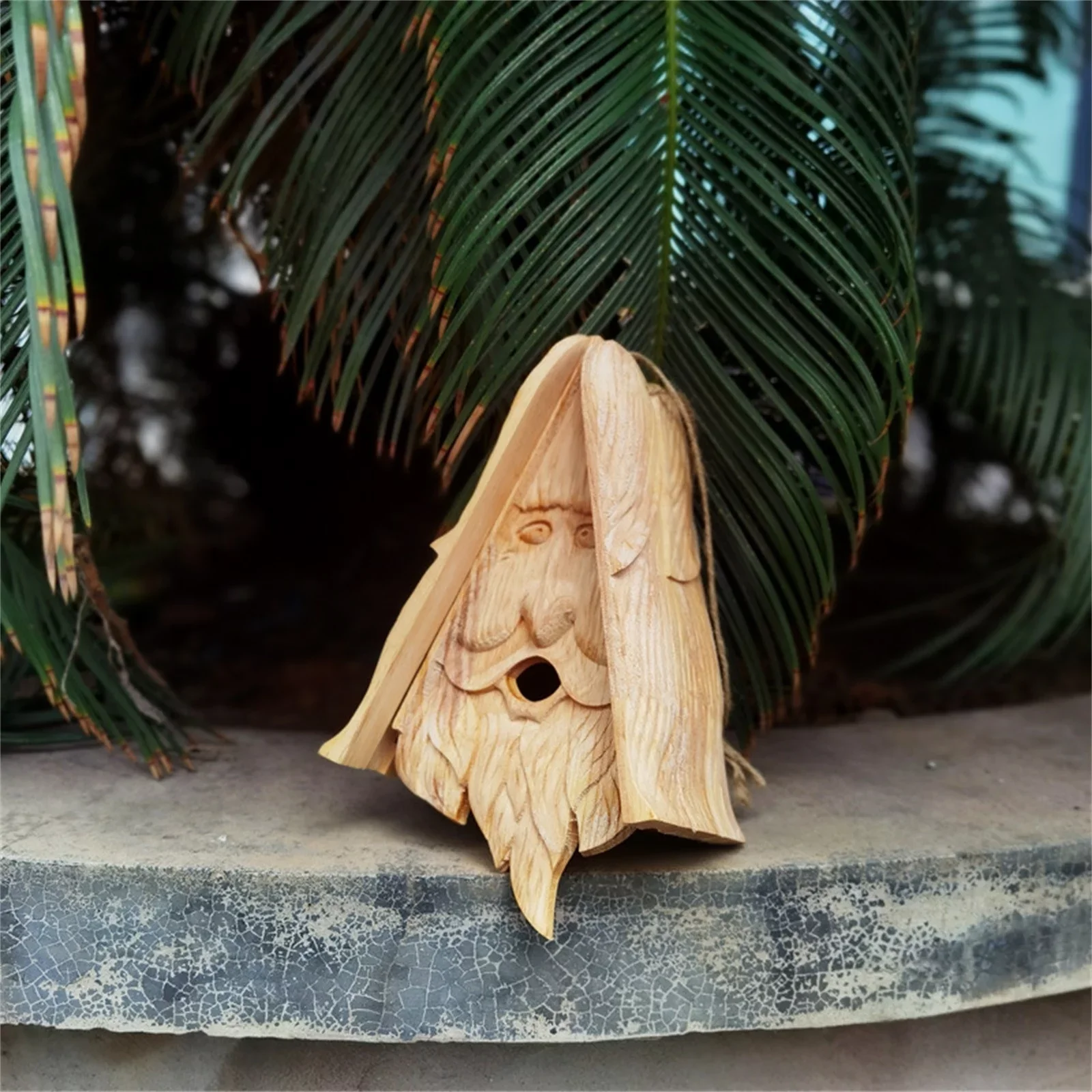 DGOO Outdoor Garden Simulation Birdhouse Wooden Bird Feeder Hanging Old Man's Bird House Feeder