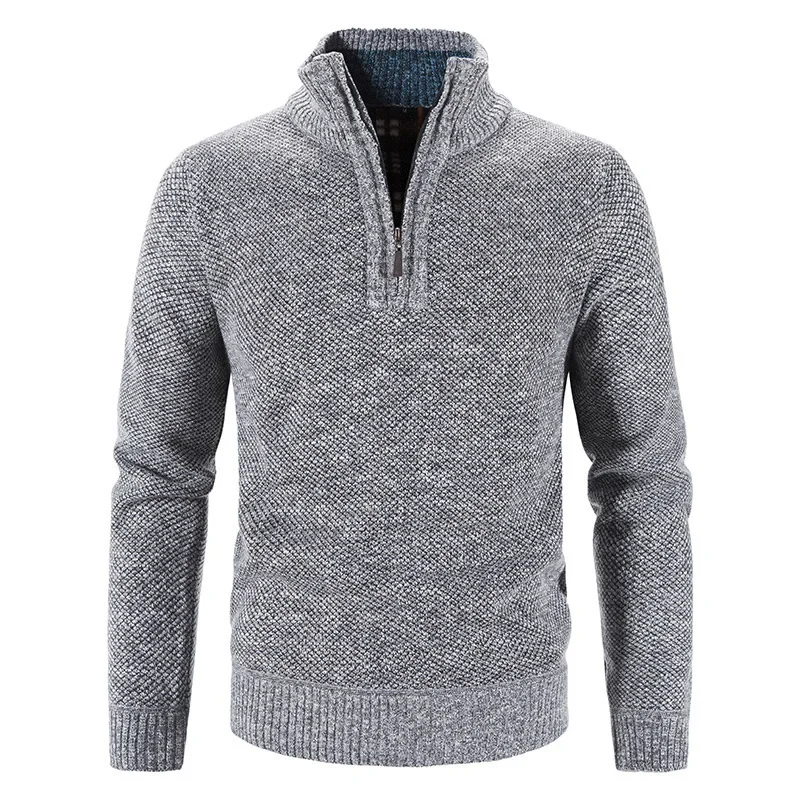 Men's Pullover Half-Zip Solid Color Knit Sweater